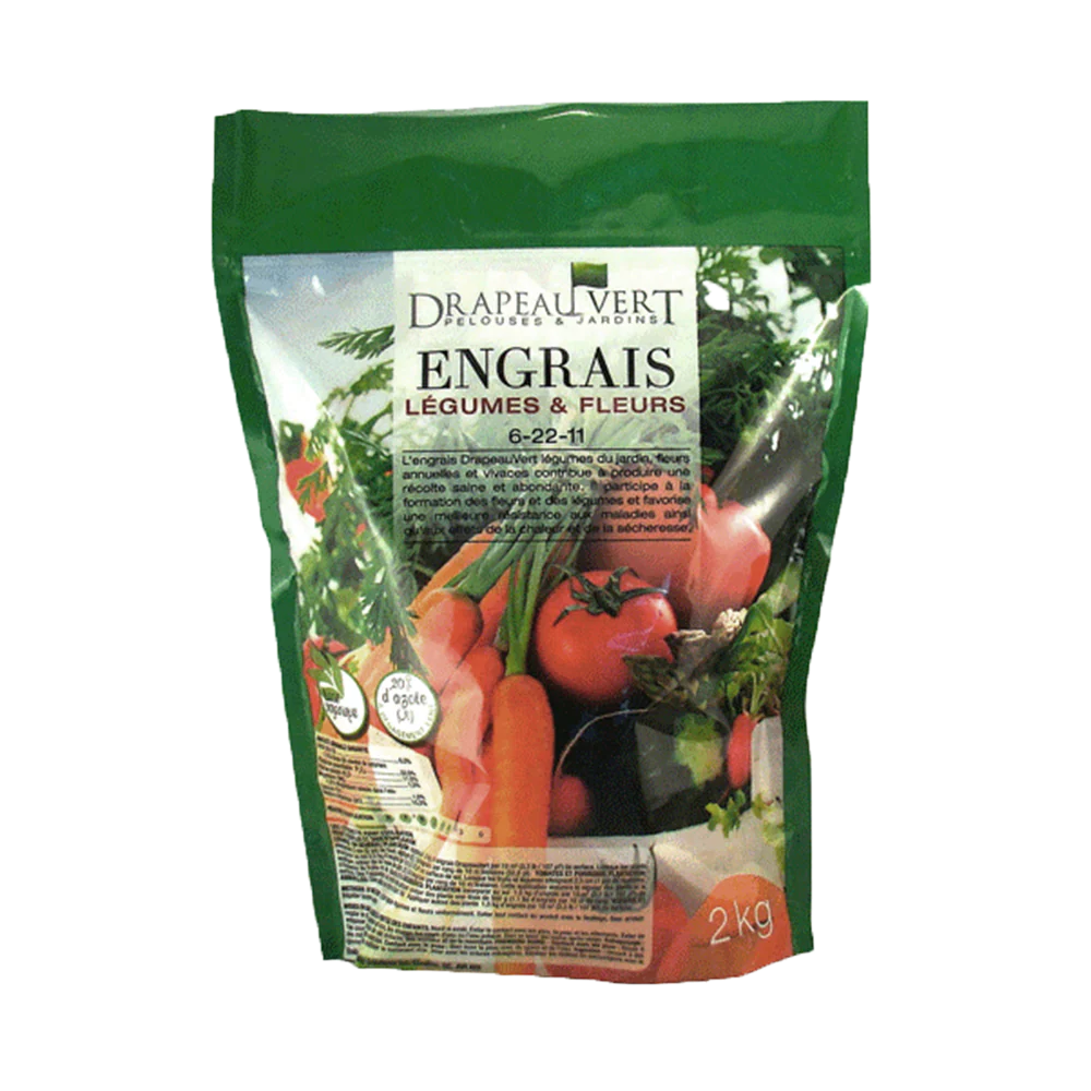 Engrais Drapeau Vert 6-22-11 pour légumes et fleurs